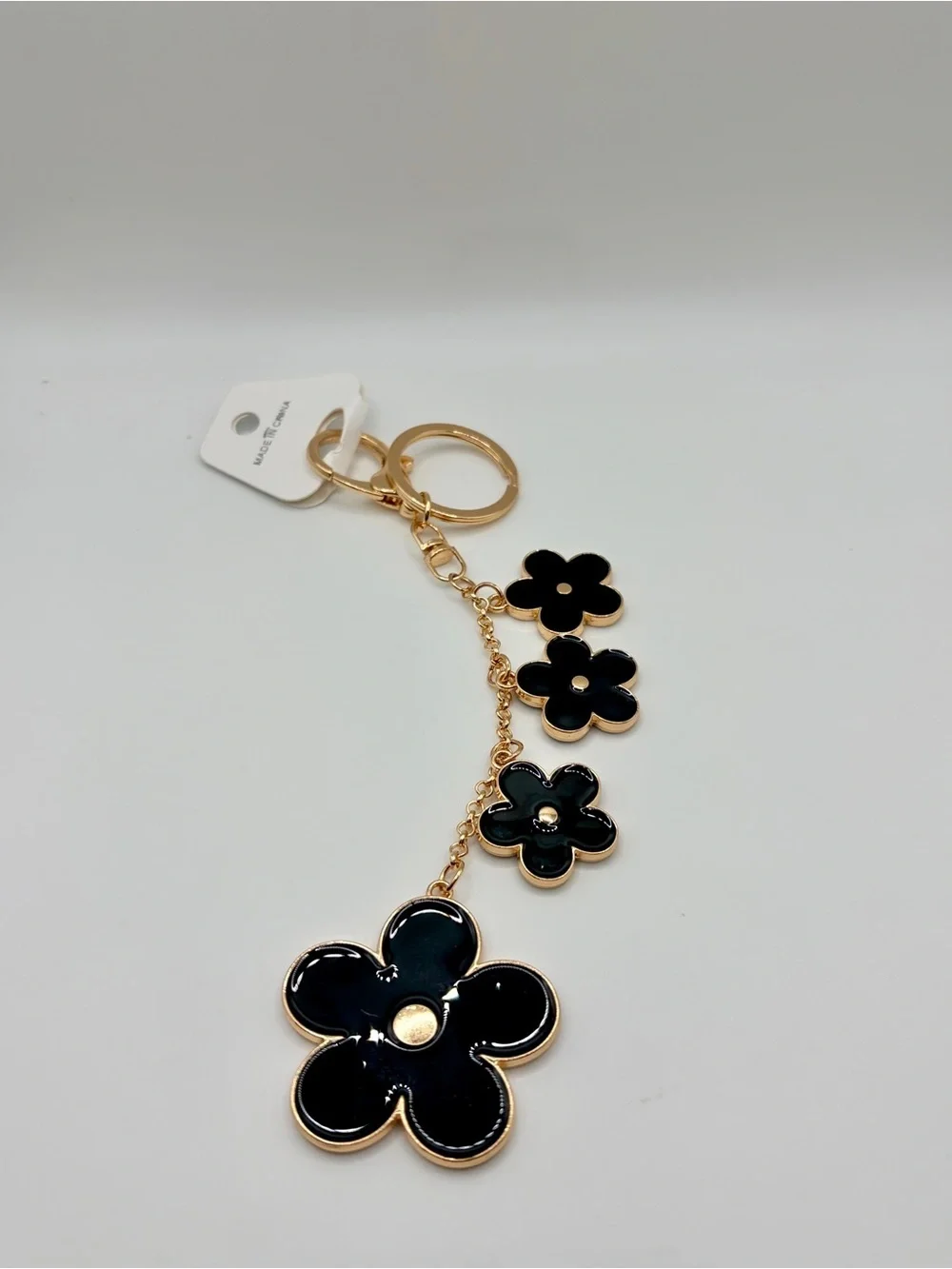 Beautiful Gold and Black Flower Keychain/Bag Charm - Women Accessories